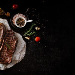 Food served on a stone cooking slab