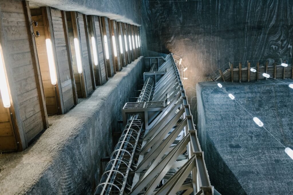 Underground salt mine tunnel
