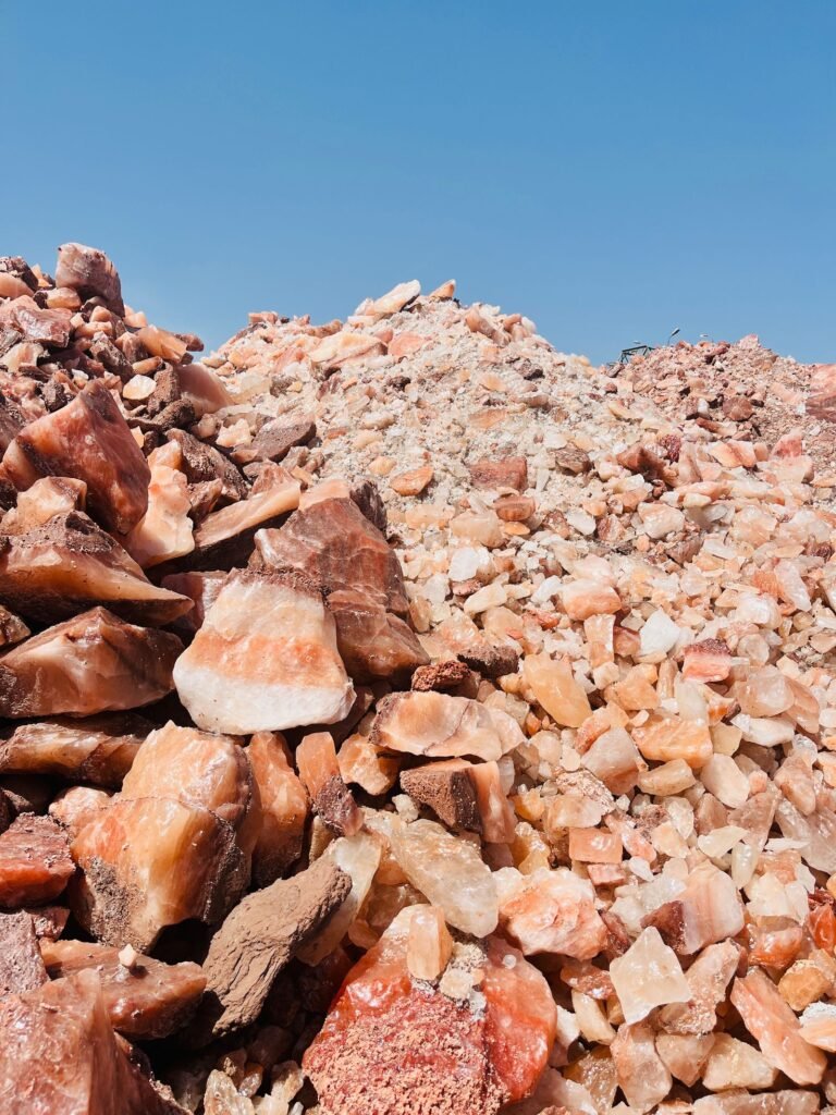 Pink Himalayan salt rock piles